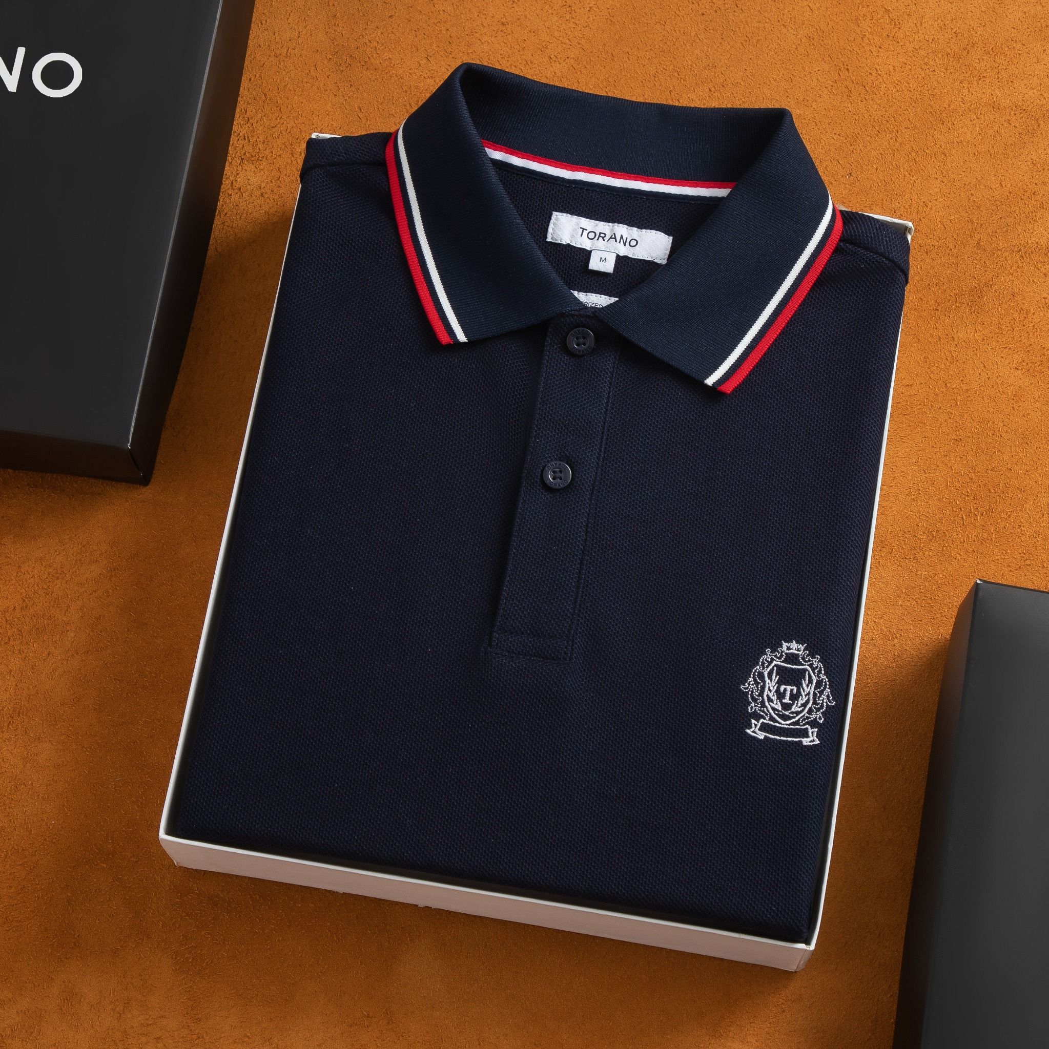  Áo polo trơn bo tay kẻ thêu logo ngực GSTP602 
