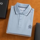  Áo polo trơn bo tay kẻ thêu logo ngực GSTP602 