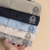 Áo polo trơn bo tay kẻ thêu logo ngực GSTP602 
