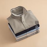  Áo polo trơn bo tay kẻ thêu logo ngực GSTP602 