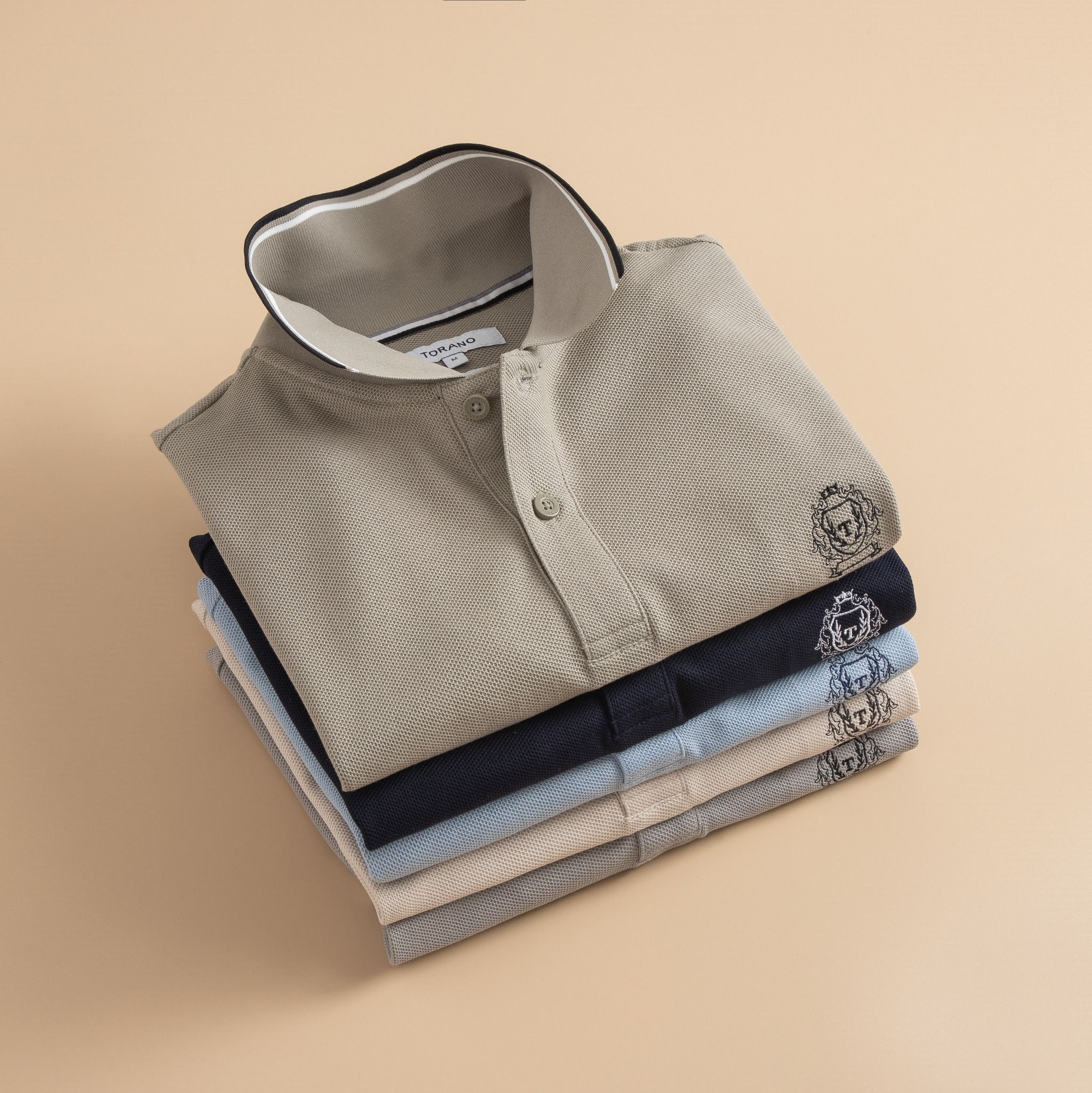  Áo polo trơn bo tay kẻ thêu logo ngực GSTP602 