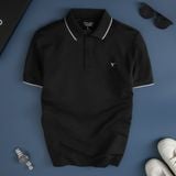  Áo polo trơn bo kẻ thêu logo ngực GSTP048 