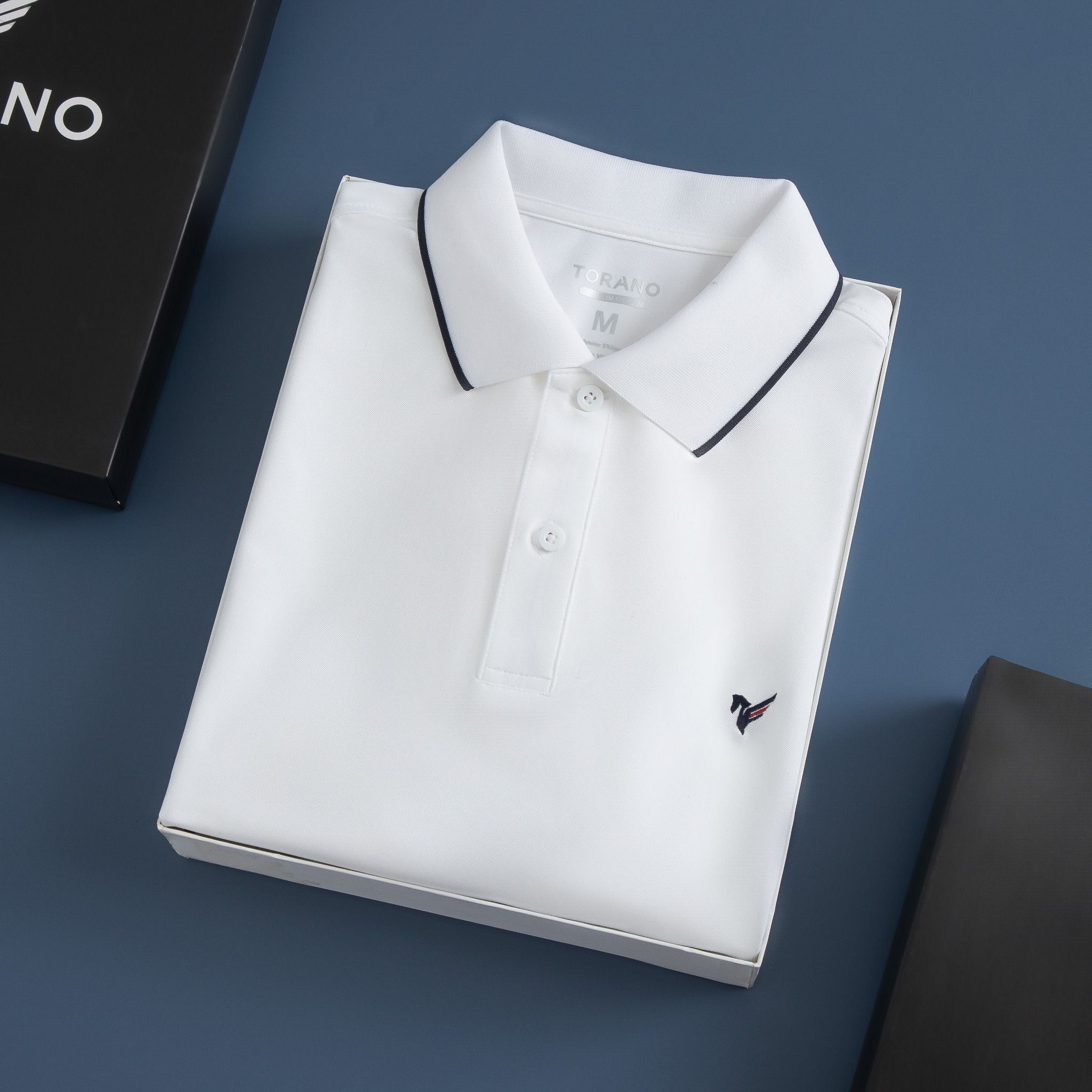  Áo polo trơn bo kẻ thêu logo ngực GSTP048 