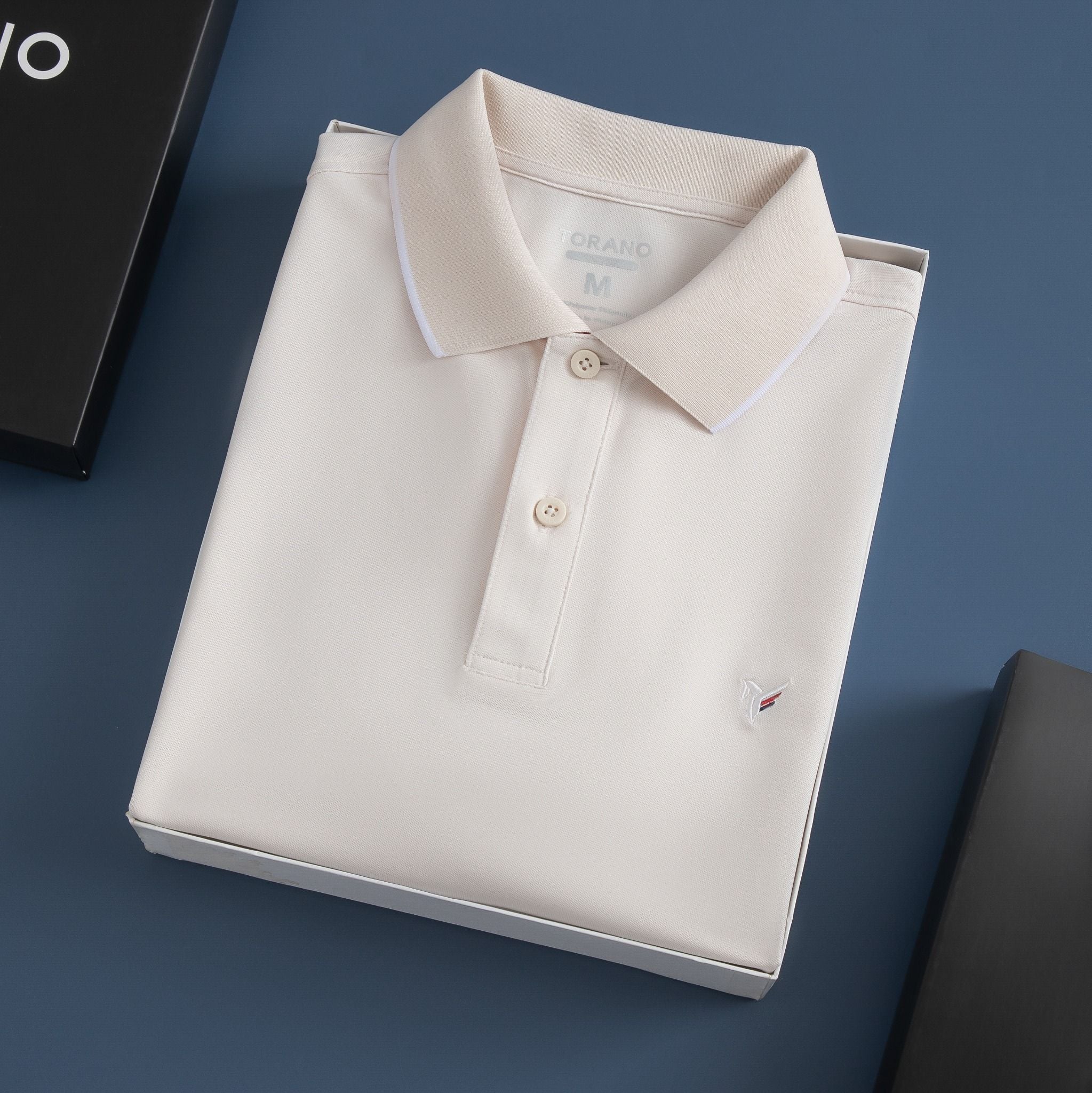  Áo polo trơn bo kẻ thêu logo ngực GSTP048 