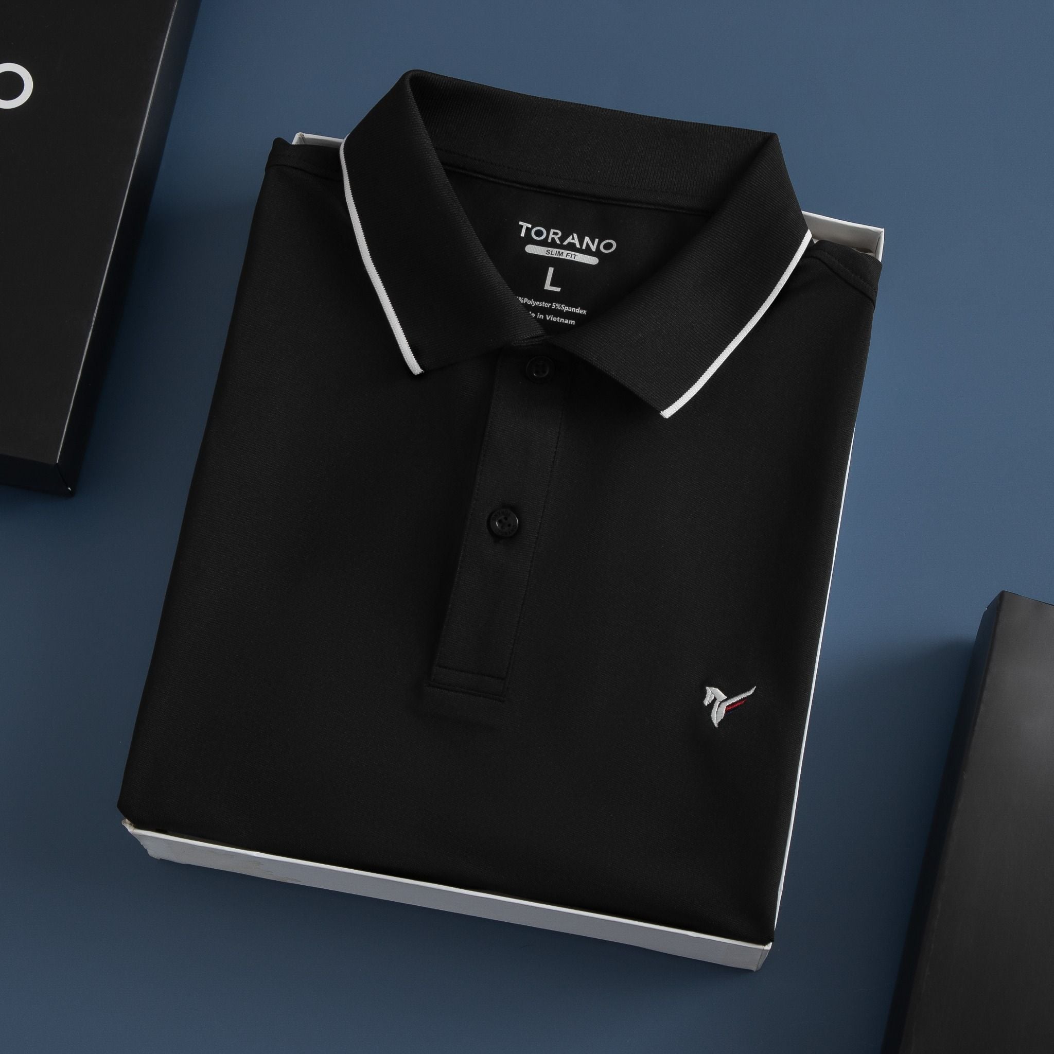  Áo polo trơn bo kẻ thêu logo ngực GSTP048 