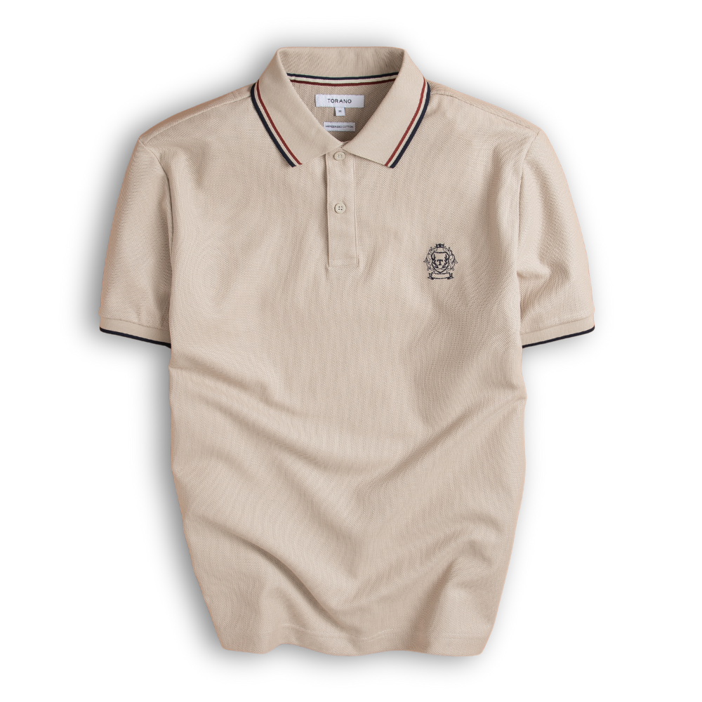  Áo polo trơn bo tay kẻ thêu logo ngực GSTP602 