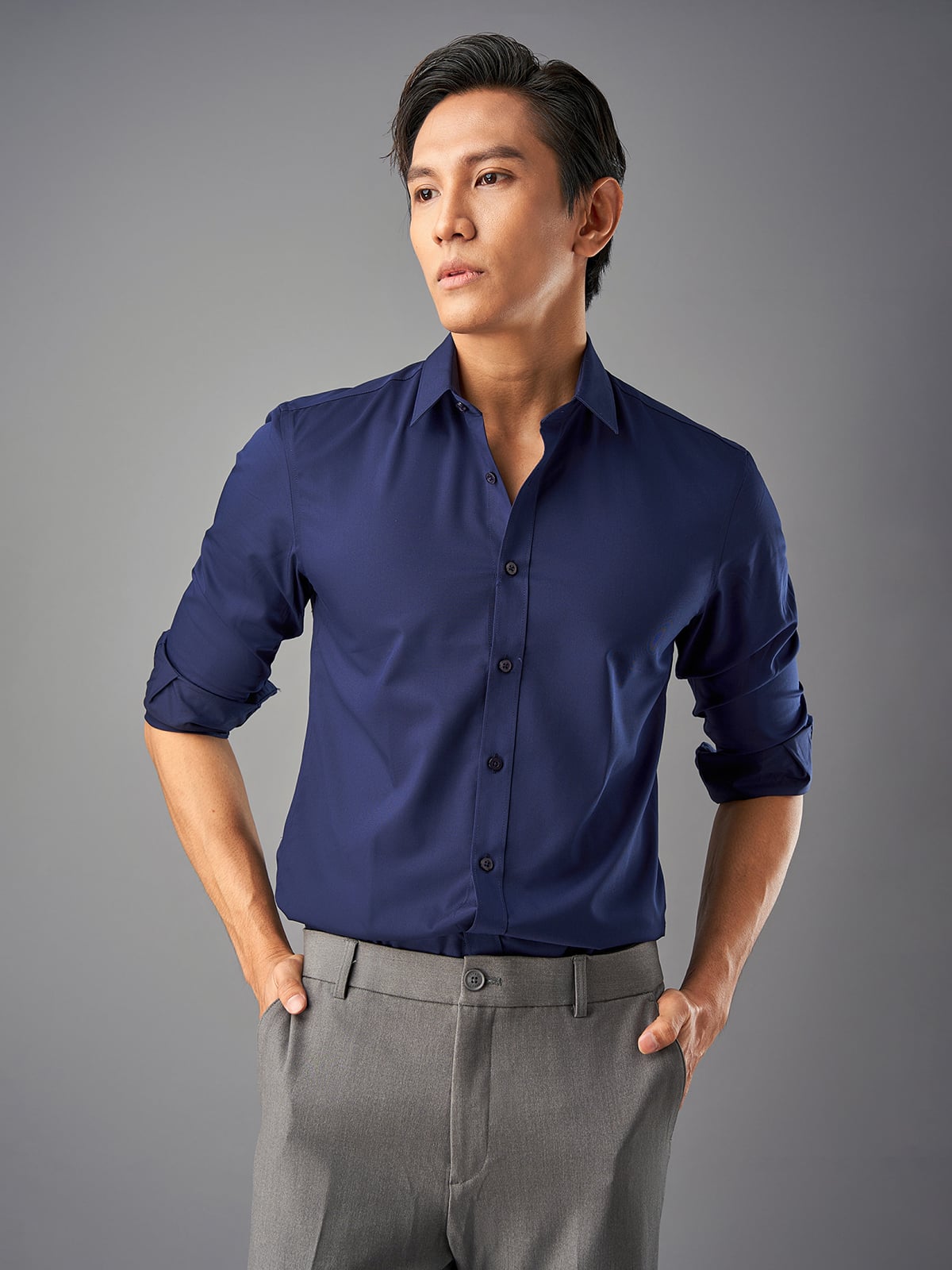 Áo sơ mi dài tay trơn Bamboo DATB920 — ảnh phẳng