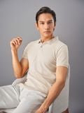  Áo Polo trơn basic thêu logo ngực ESTP038 - Trắng kem đậm 