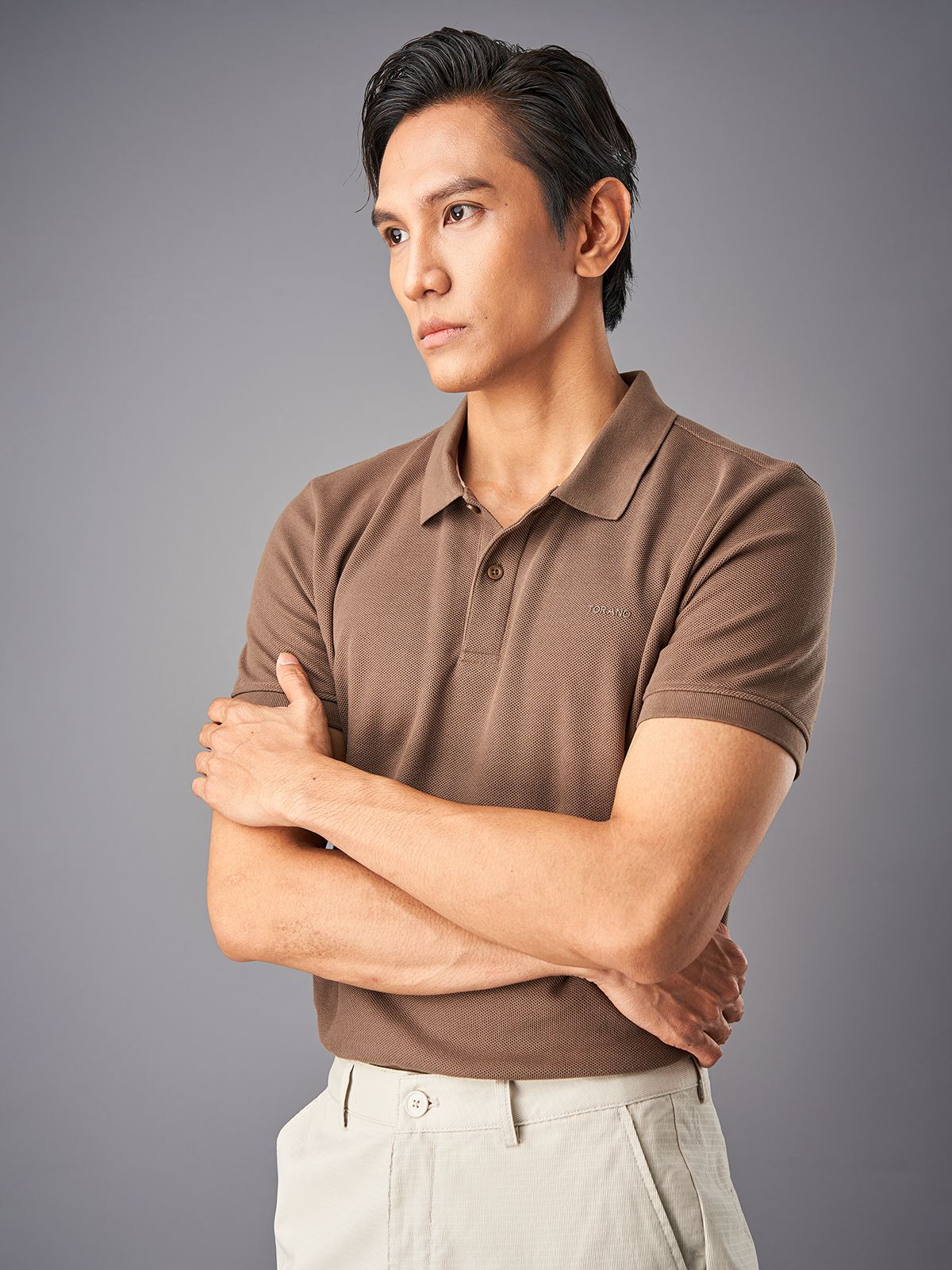  Áo Polo trơn vải lục giác - logo ngực ESTP042 