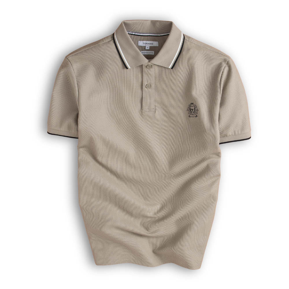  Áo polo trơn bo tay kẻ thêu logo ngực GSTP602 