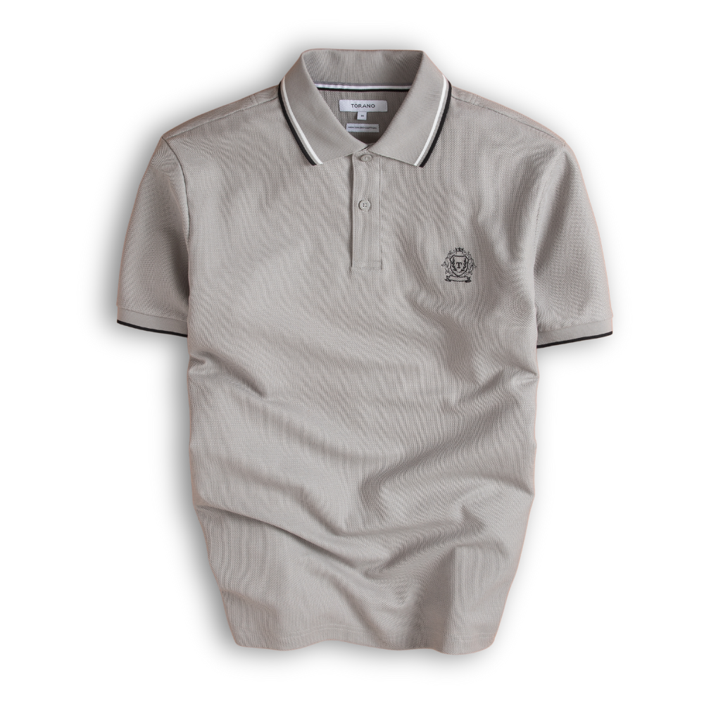  Áo polo trơn bo tay kẻ thêu logo ngực GSTP602 