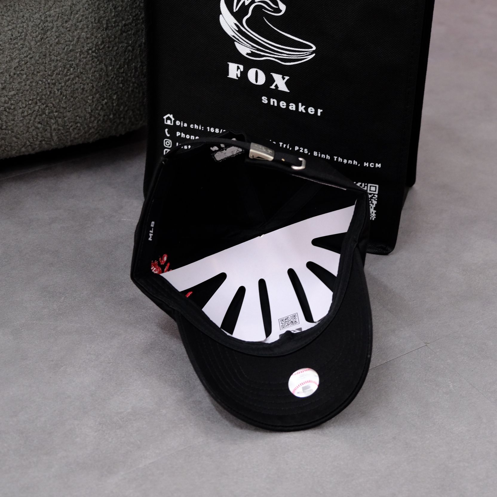  Mũ Nón MLB Ny Đen Thêu Logo Tim Love [32cpua111 50l] 