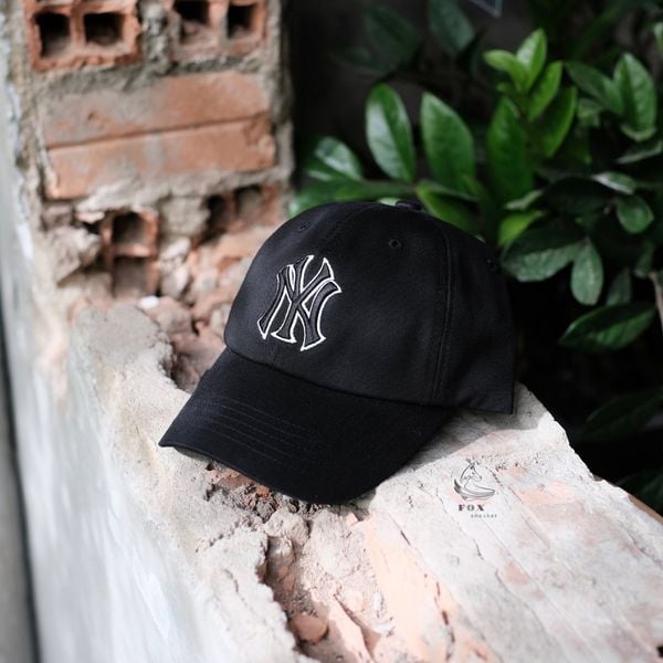  Mũ - Nón MLB Ny Đen Viền Trắng Logo Lớn Hàng Chính Hãng 