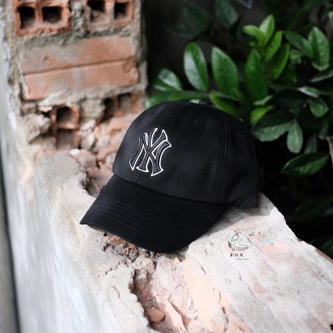  Mũ - Nón MLB Ny Đen Viền Trắng Logo Lớn Hàng Chính Hãng 