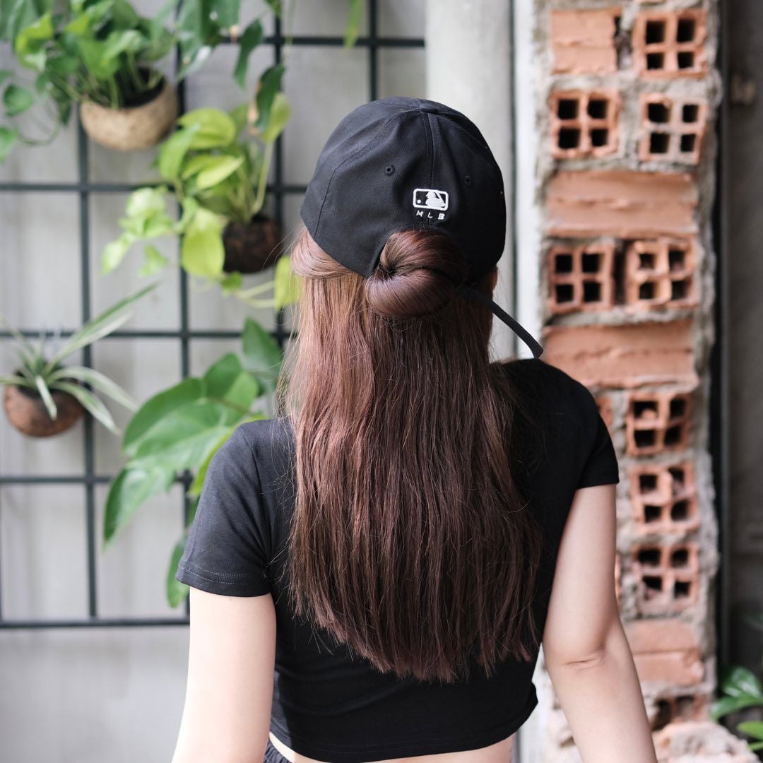  Mũ - Nón MLB Ny Đen Viền Trắng Logo Lớn Hàng Chính Hãng 