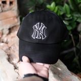  Mũ - Nón MLB Ny Đen Viền Trắng Logo Lớn Hàng Chính Hãng 