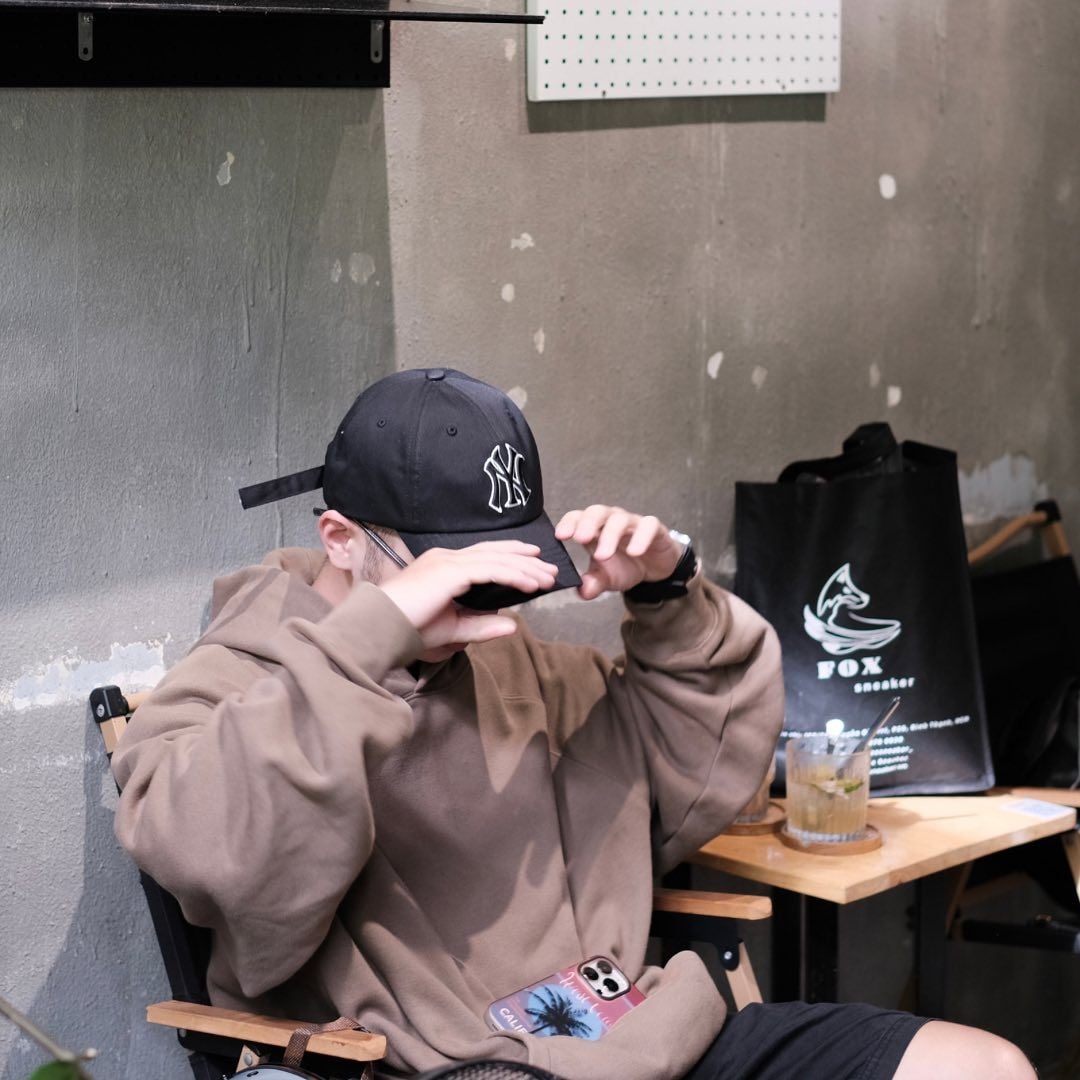  Mũ - Nón MLB Ny Đen Viền Trắng Logo Lớn Hàng Chính Hãng 