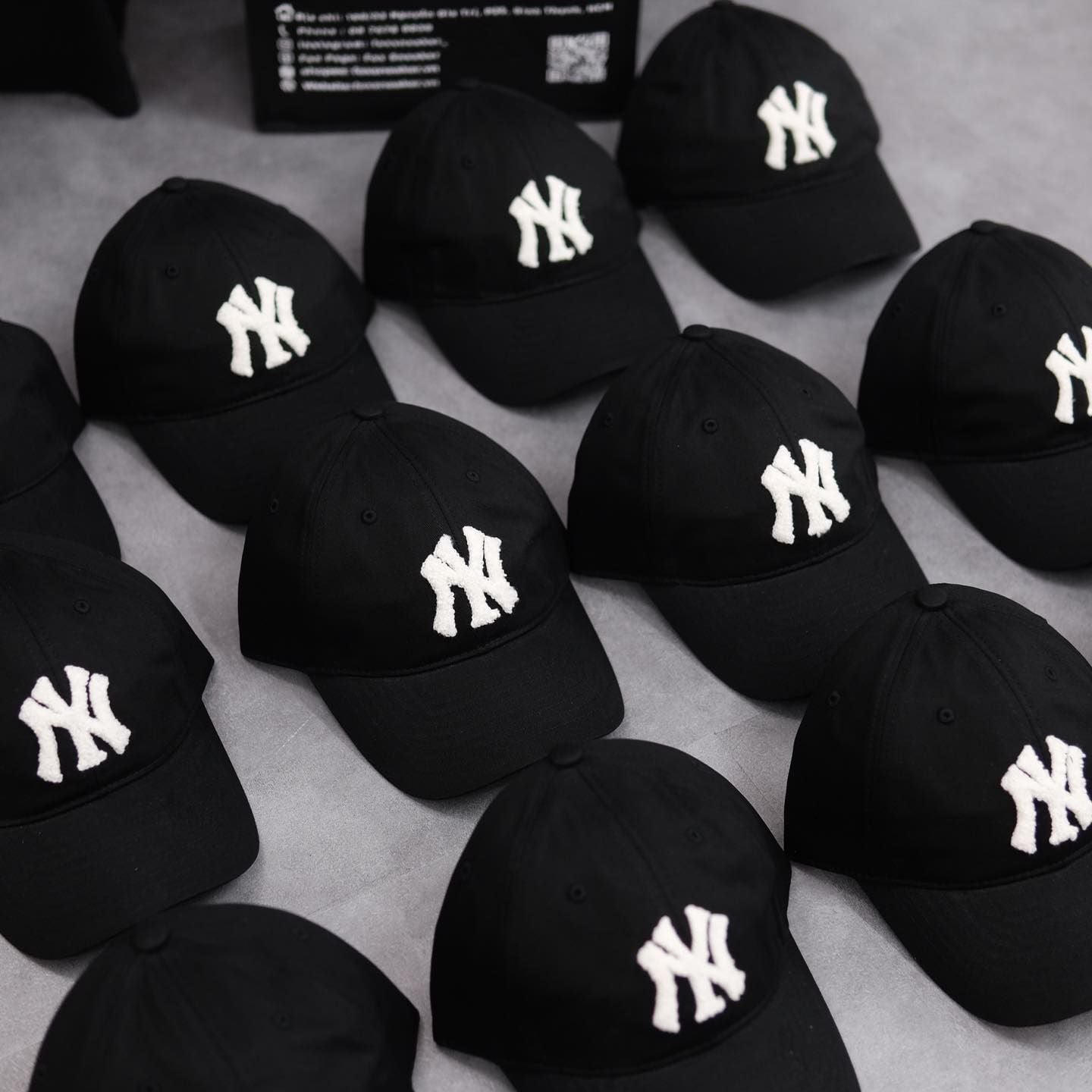  Mũ Nón MLB Màu Đen Logo Ny Bông 