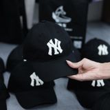  Mũ Nón MLB Màu Đen Logo Ny Bông 