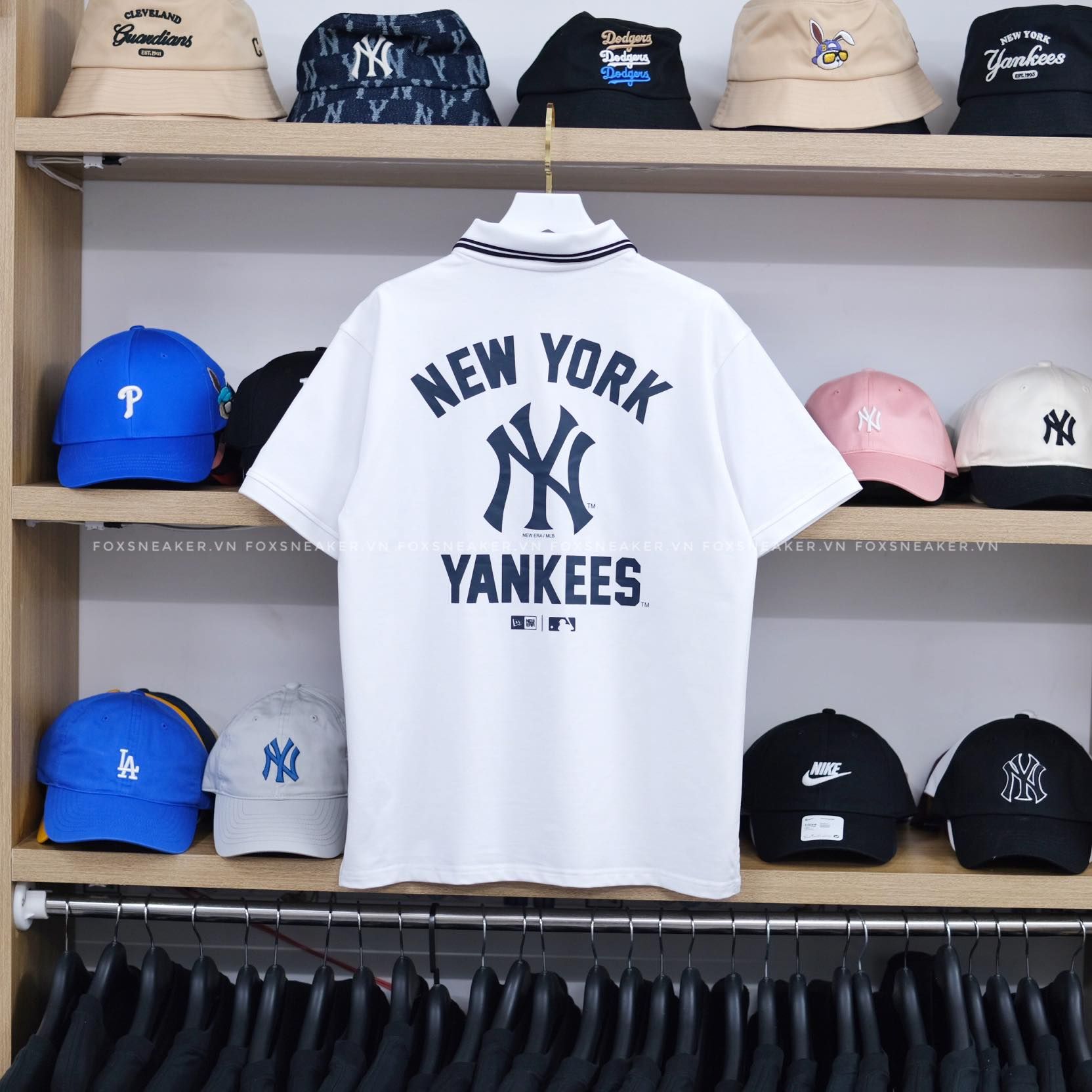  Áo Polo New Era x MLB Apparel New York Yankees 13516807 Màu Trắng  | Fox Sneaker 