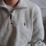  Half Zip Ralph Xám Nhạt Logo Navy Hàng Chính Hãng:  SP018803 | Fox Sneaker 