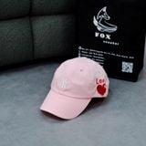  Mũ Nón MLB Màu Hồng Logo Ny Thêu Tim Love Hàng Chính Hãng 