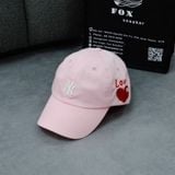  Mũ Nón MLB Màu Hồng Logo Ny Thêu Tim Love Hàng Chính Hãng 