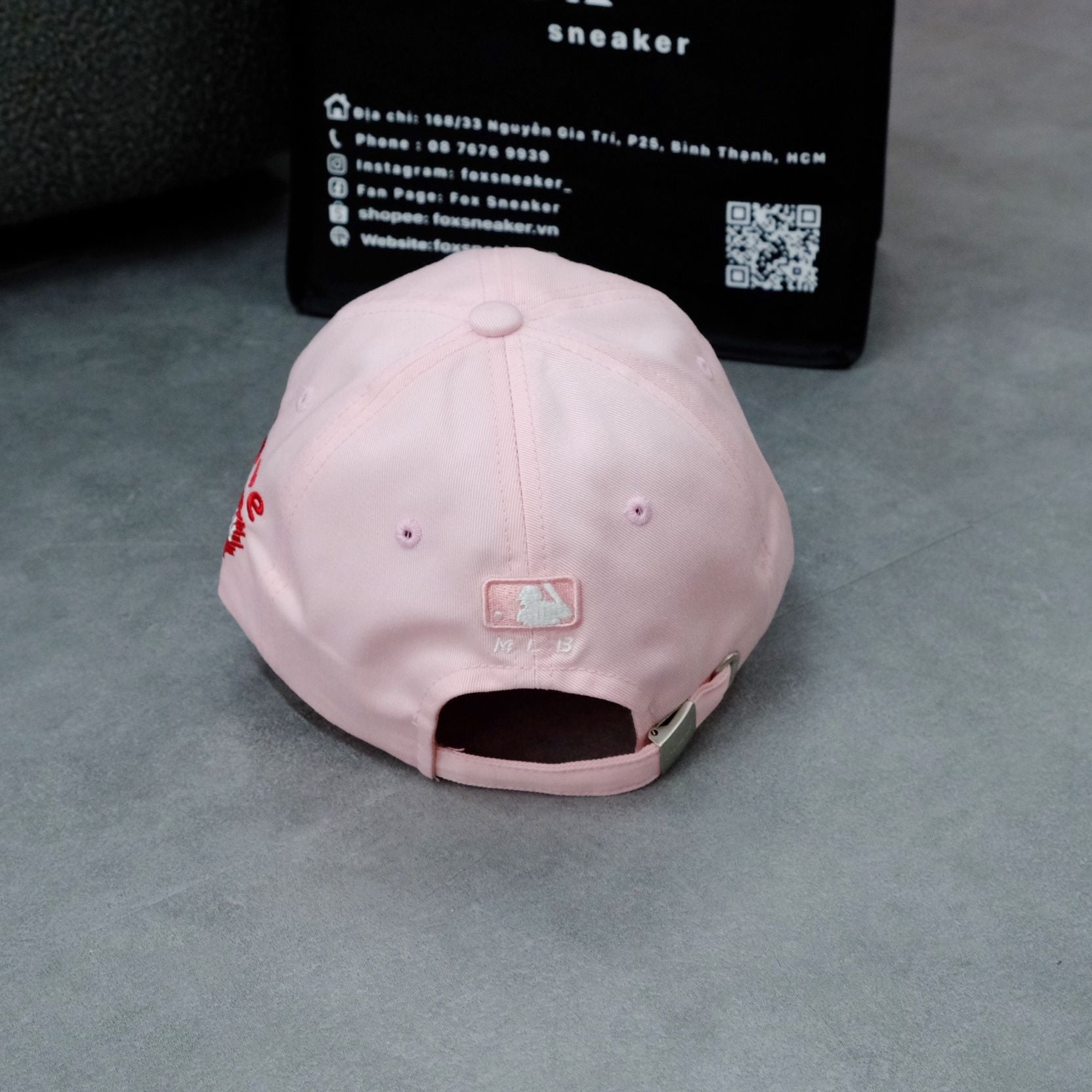  Mũ Nón MLB Màu Hồng Logo Ny Thêu Tim Love Hàng Chính Hãng 