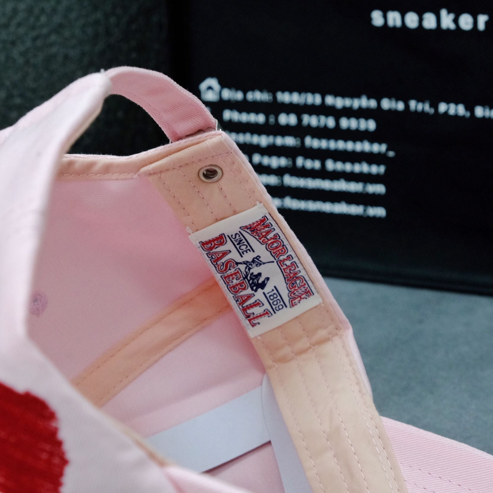  Mũ Nón MLB Màu Hồng Logo Ny Thêu Tim Love Hàng Chính Hãng 