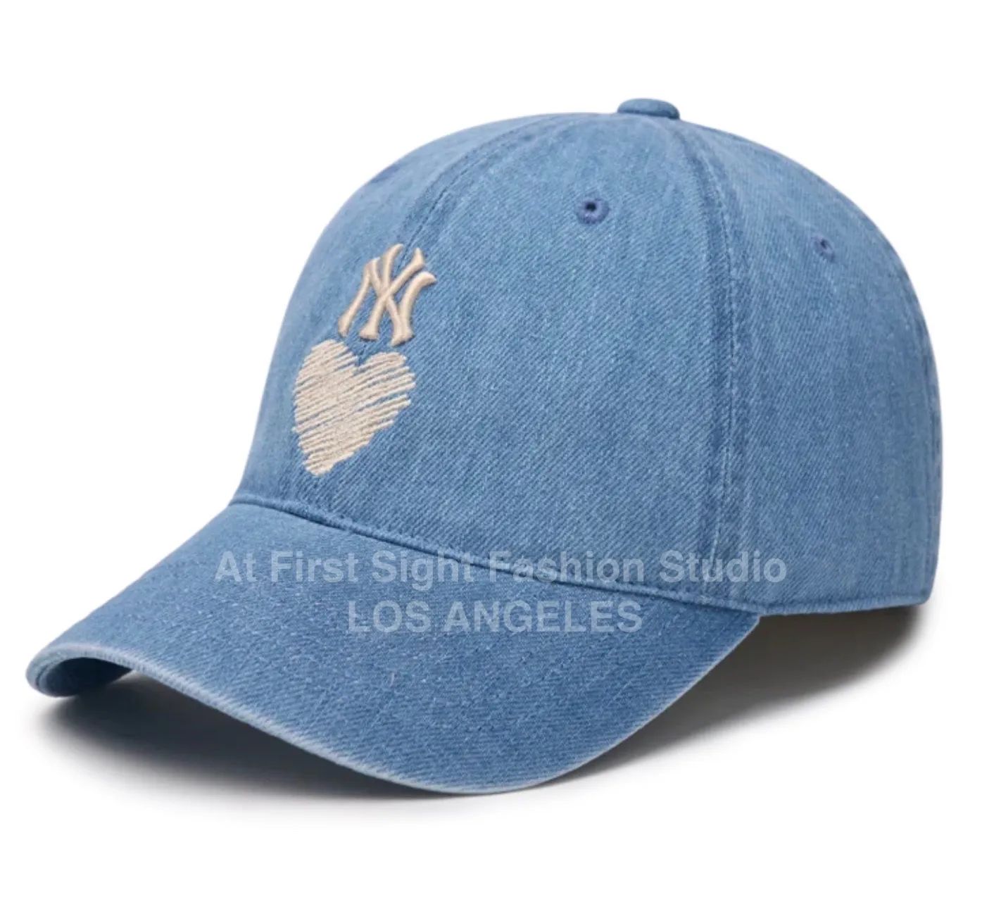  Nón MLB Denim Ny Logo Tim Màu Xanh Jean Chính Hãng 