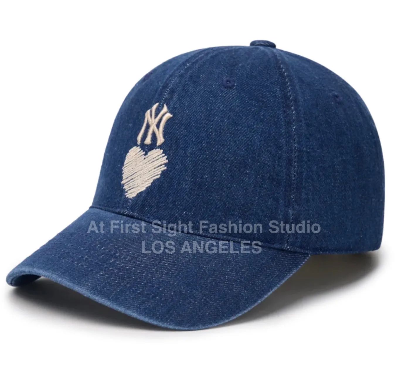  Nón MLB Denim Ny Logo Tim Màu Xanh Jean Chính Hãng 
