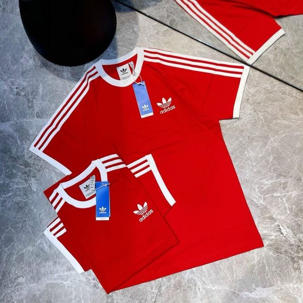  Áo Thun Adidas 3 Sọc Adicolor Màu Đỏ | H37756 Hàng Chính Hãng 
