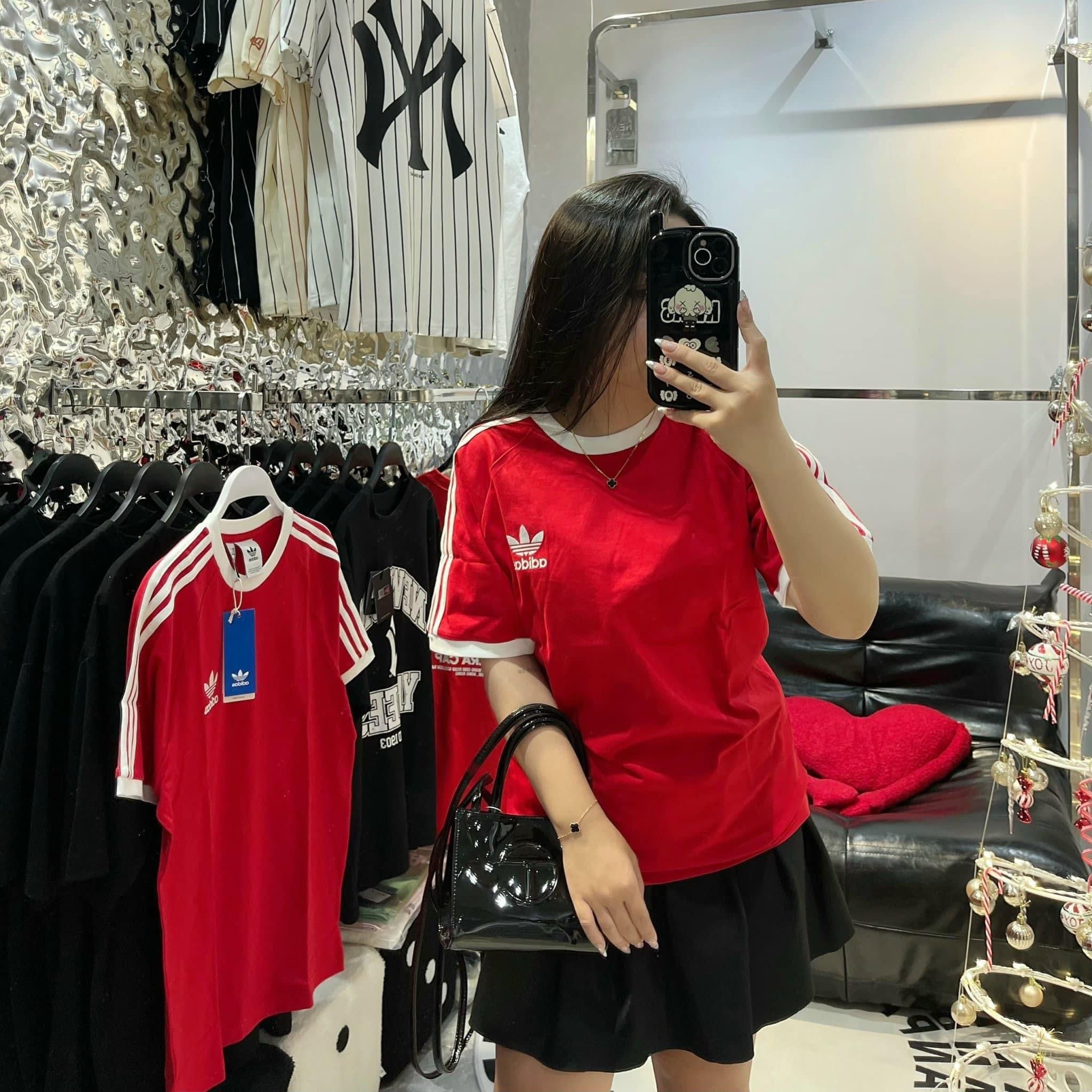  Áo Thun Adidas 3 Sọc Adicolor Màu Đỏ | H37756 Hàng Chính Hãng 