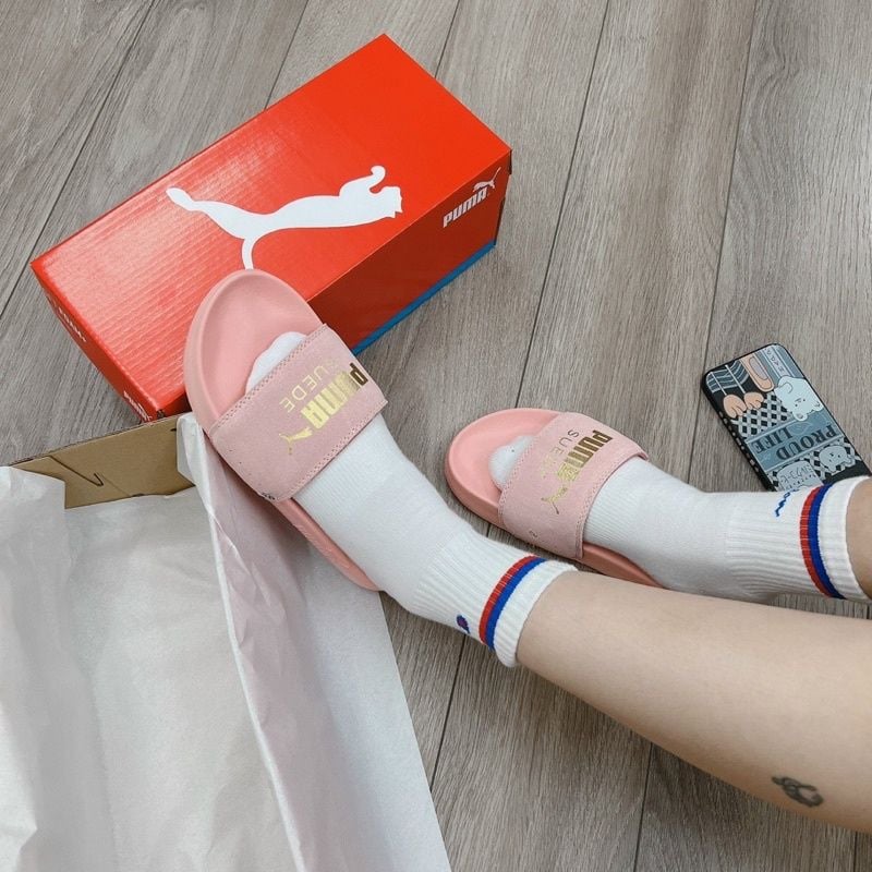  Dép Puma Suede Màu Hồng Chính Hãng 