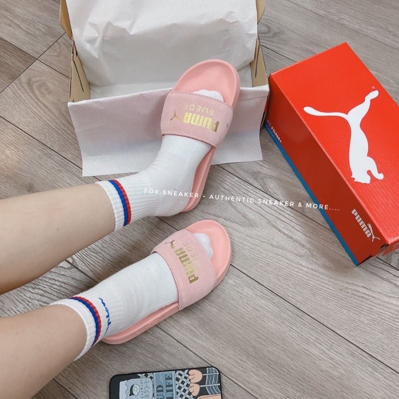 Dép Puma Suede Màu Hồng Chính Hãng 