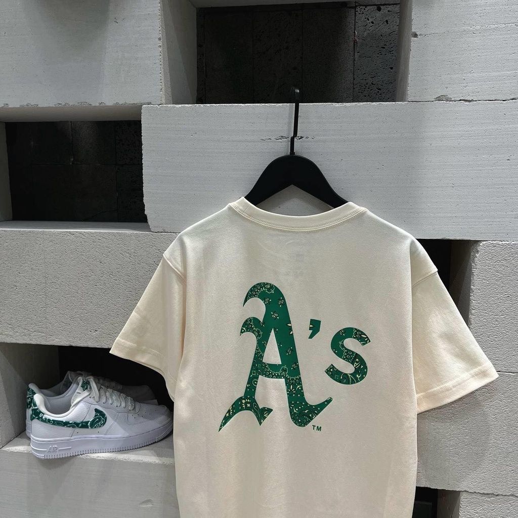 SALE - Áo Thun New Era X MLB Big Paisley Oakland Athletics Ivory 13086596 