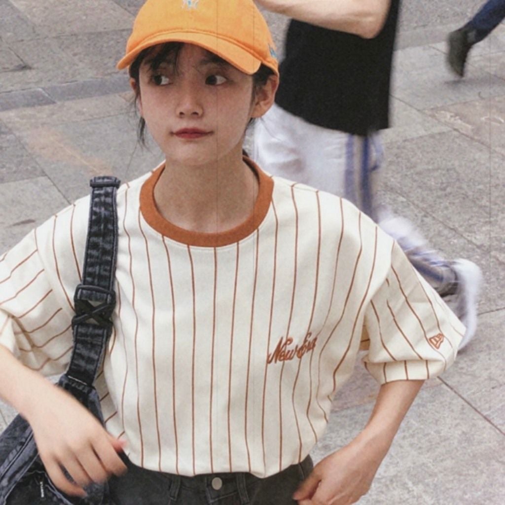  SALE - Áo Thun New Era Sọc Cam | 12845009 Hàng Chính Hãng 