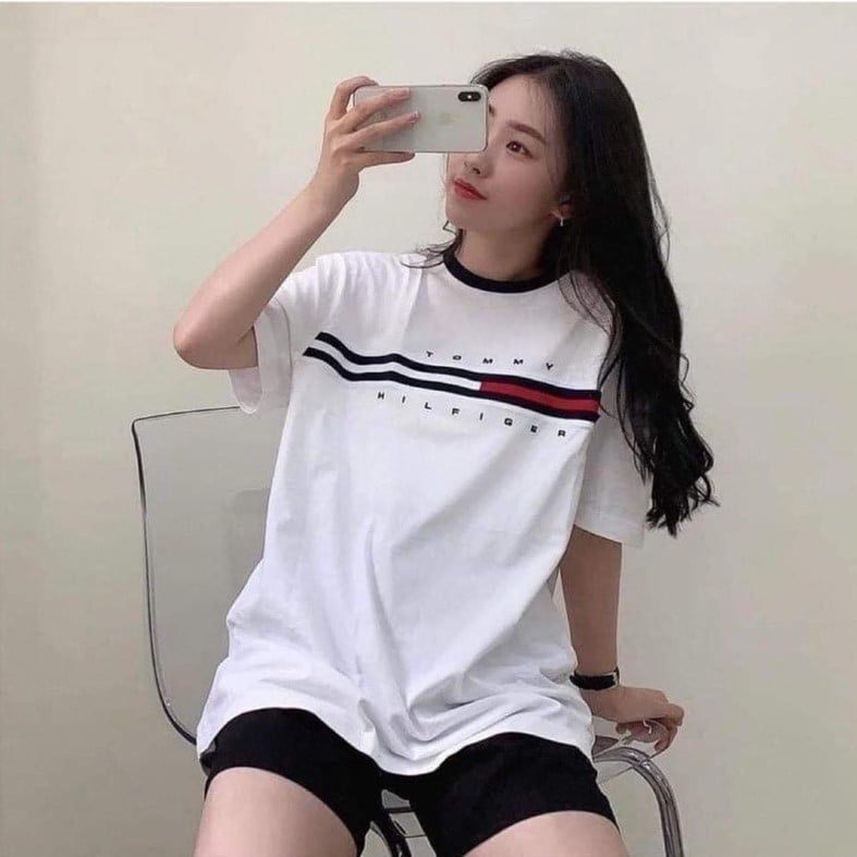  Áo Thun Tommy Hilfiger Herren Tino Trắng Sọc Ngực Hàng Chính Hãng | 7849807 100 