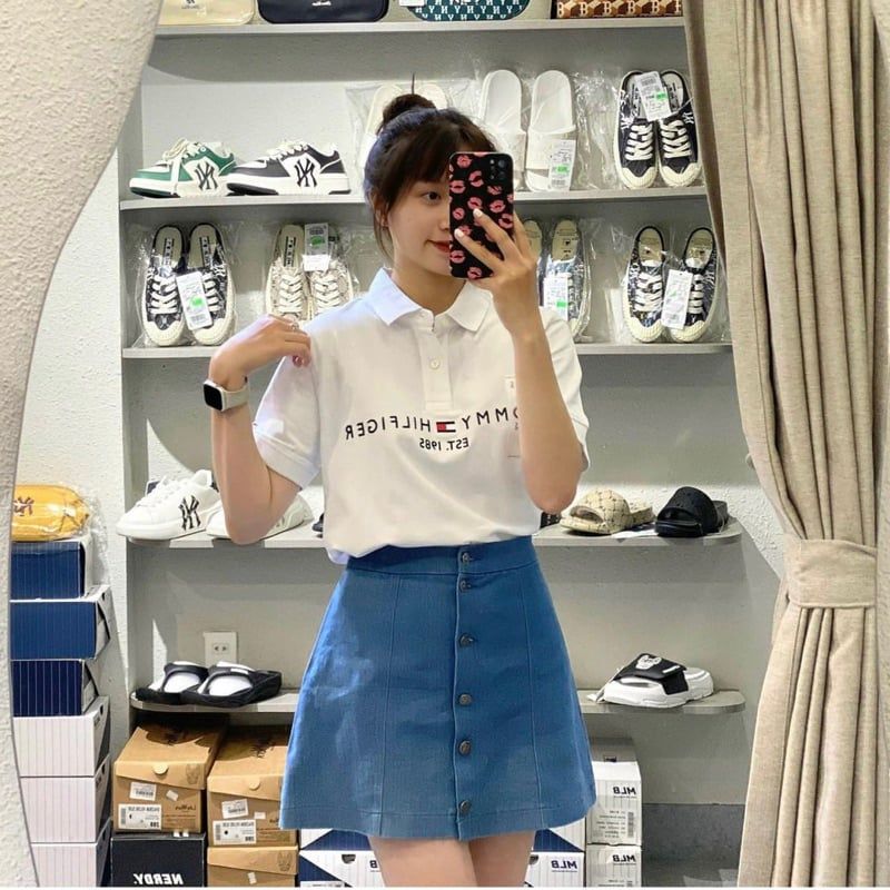  Áo POLO Tommy Regular Fit Bright White  EST 1985 Tommy Hàng Chính Hãng 