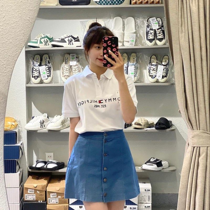  Áo POLO Tommy Regular Fit Bright White  EST 1985 Tommy Hàng Chính Hãng 