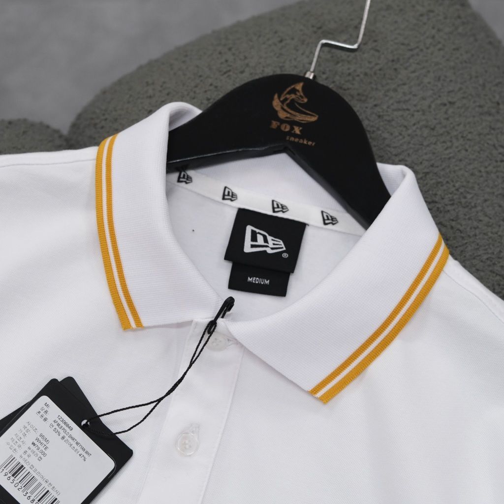  Áo Polo New Era Ny Trắng Viền Vàng | 12306849 Hàng Chính Hãng 