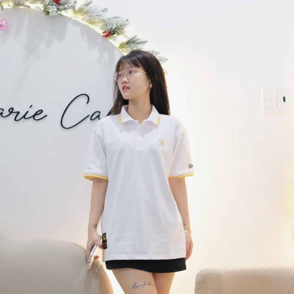  Áo Polo New Era Ny Trắng Viền Vàng | 12306849 Hàng Chính Hãng 