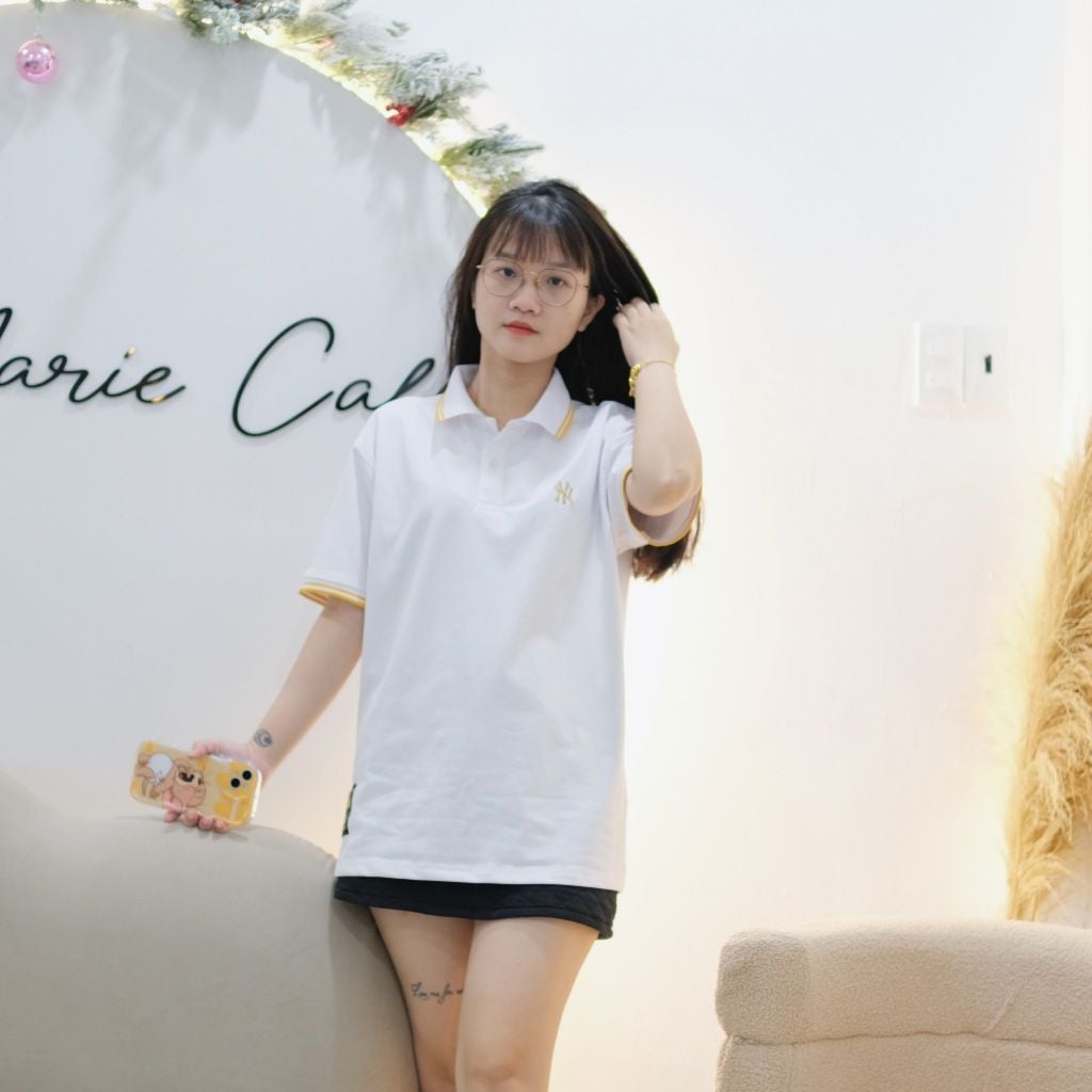  Áo Polo New Era Ny Trắng Viền Vàng | 12306849 Hàng Chính Hãng 