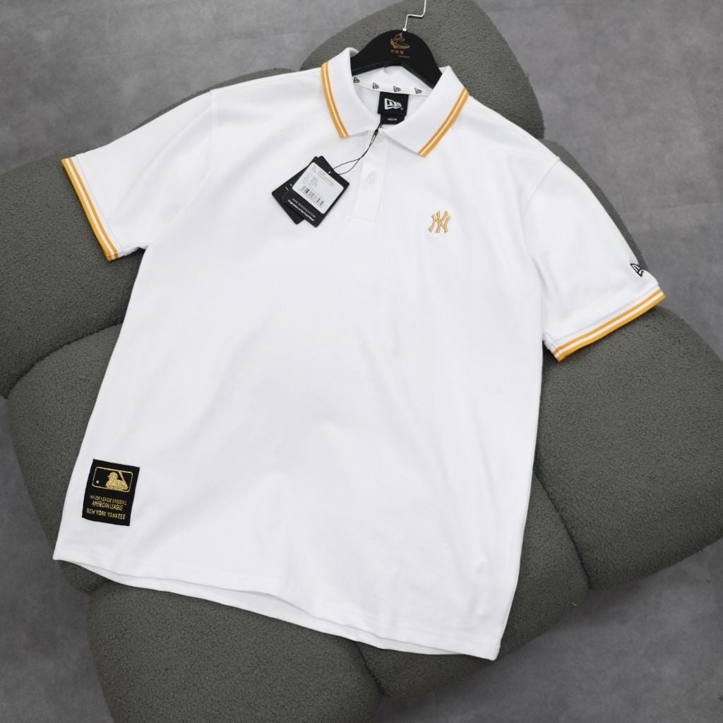  Áo Polo New Era Ny Trắng Viền Vàng | 12306849 Hàng Chính Hãng 