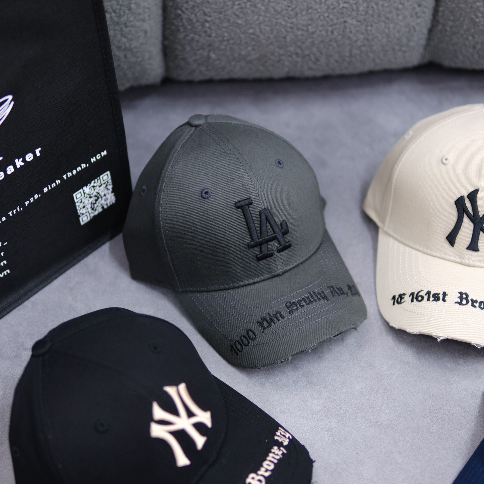  Mũ Nón MLB La Xám Rách Hàng Chính Hãng | Fox Sneaker 