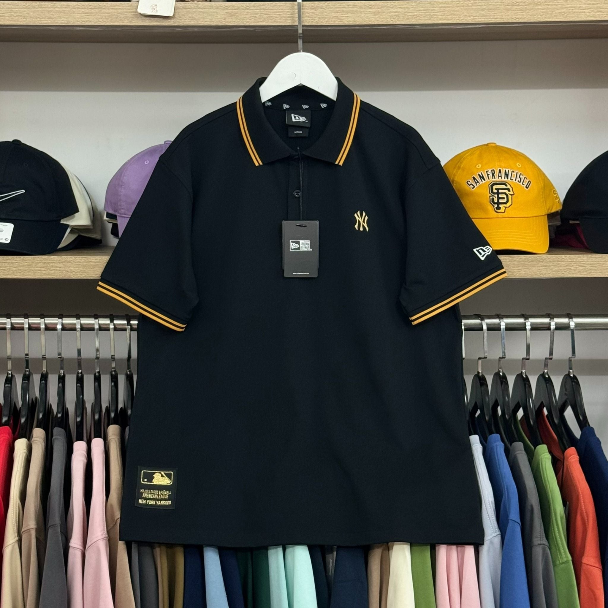  Áo Polo New Era Ny Đen Viền Vàng | 12306850 Hàng Chính Hãng 