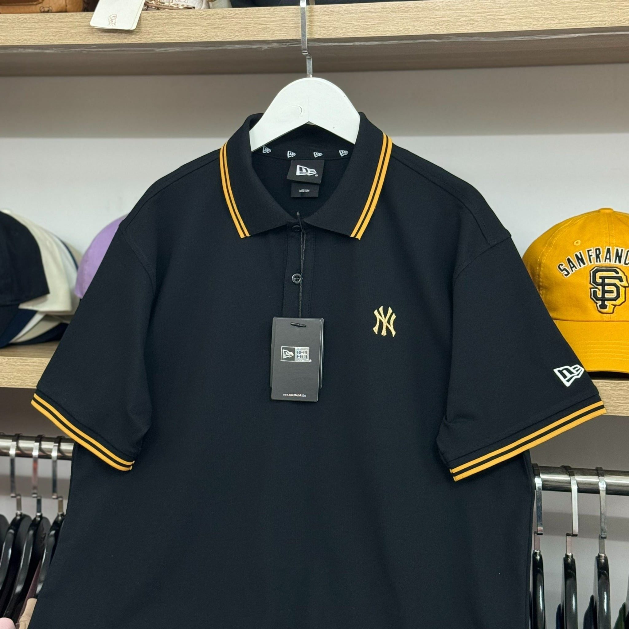  Áo Polo New Era Ny Đen Viền Vàng | 12306850 Hàng Chính Hãng 