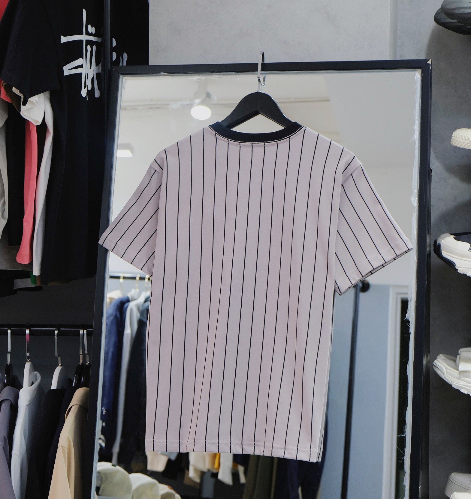  SALE - Áo Thun New Era Tím Sọc Đen I 60435413 Hàng Chính Hãng 