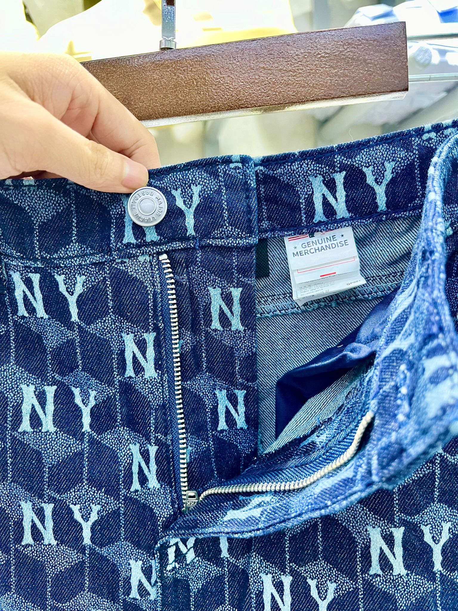  Chân Váy Denim MLB Skirt Mono GREYB Logo Thêu | 3FDSM0734 Hàng Chính Hãng 