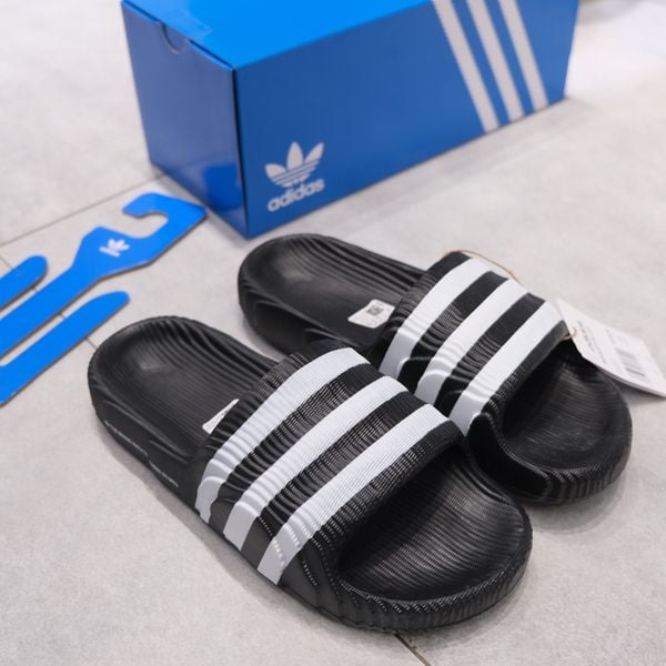  Dép Adidas Adilette22 Màu Đen Sọc Trắng | IF3670 Hàng Chính Hãng 